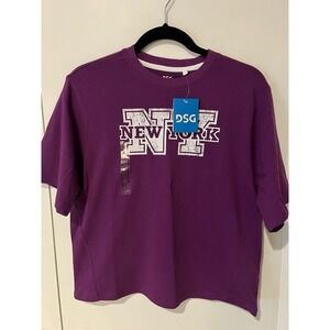 NWT DSG Girl's Size L (14) Boxy Graphic Tee Purple New York Youth Large